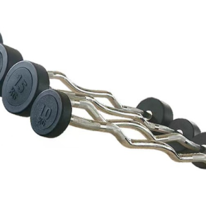 Curved barbell with rubber coating