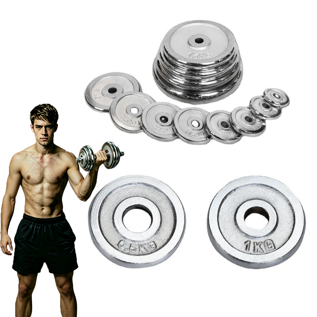 Multi-size Electroplated Dumbbell Plates